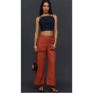 Anthropolgie Maeve The Ettie High-Rise Crop Wide-Leg Pants Linen Edition Size 27